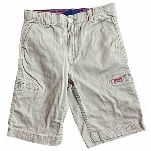 Levi's Boys Youth Cargo Shorts Khaki Flex Adjustable Waist Size 14 Reg 27” Waist